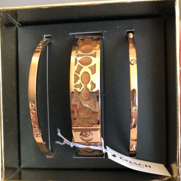 NWT Coach Rose Gold Bangle Bracelet Set - Picture 5 of 5